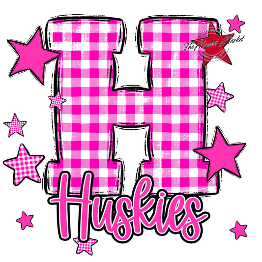 Huskies Plaid Star Design-Pink