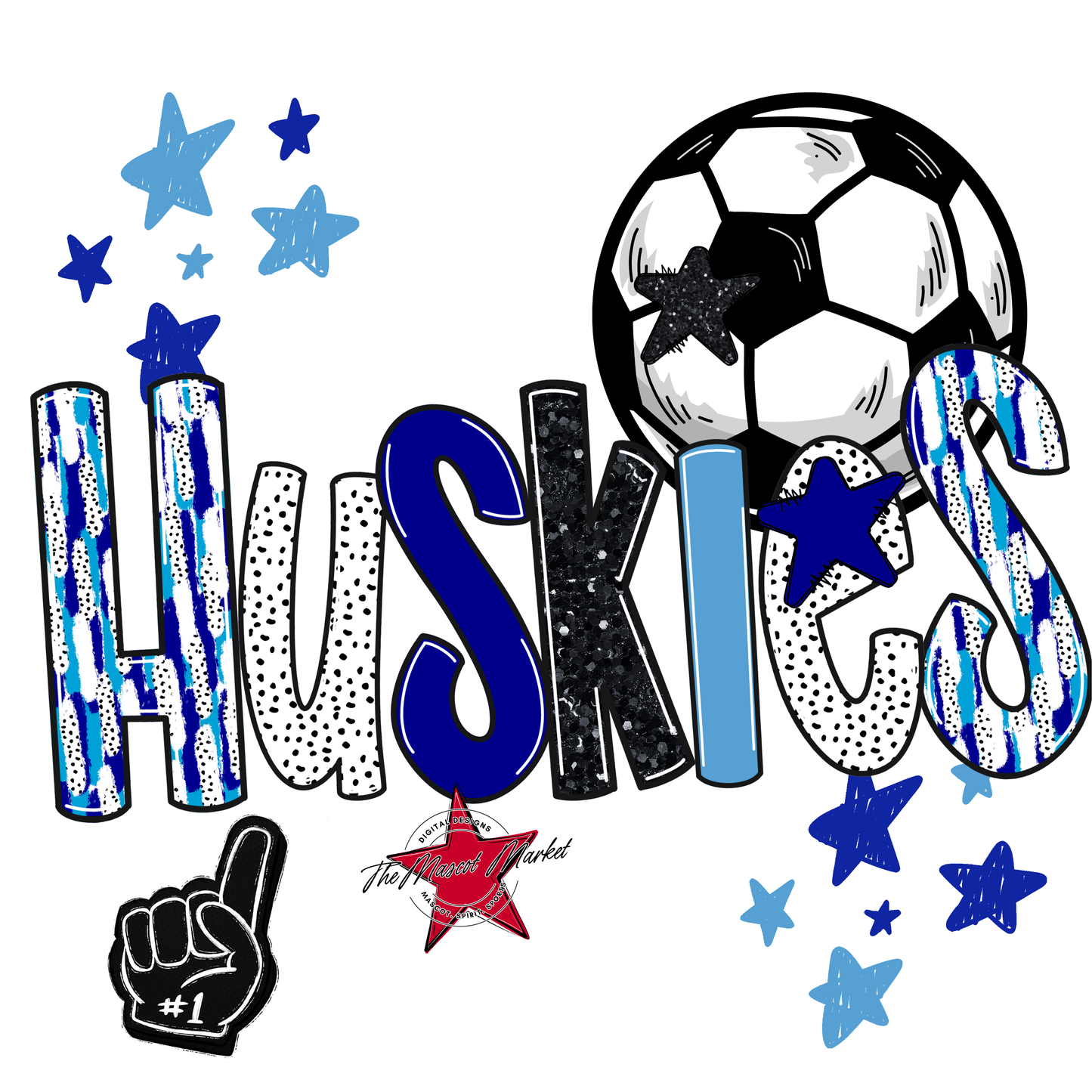 Huskies Soccer Scrape-Blue-Carolina Blue
