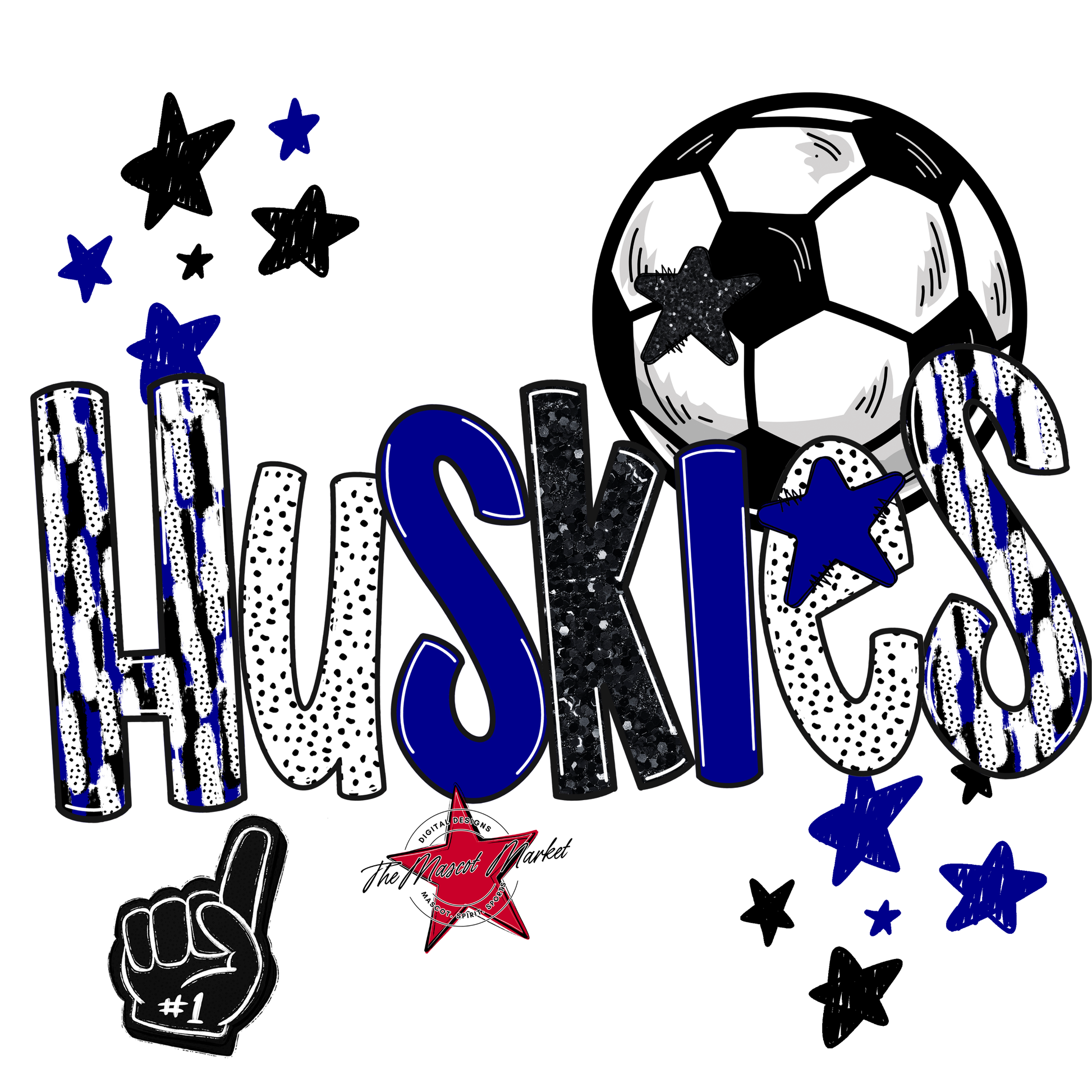 Huskies Soccer Scrape-Blue