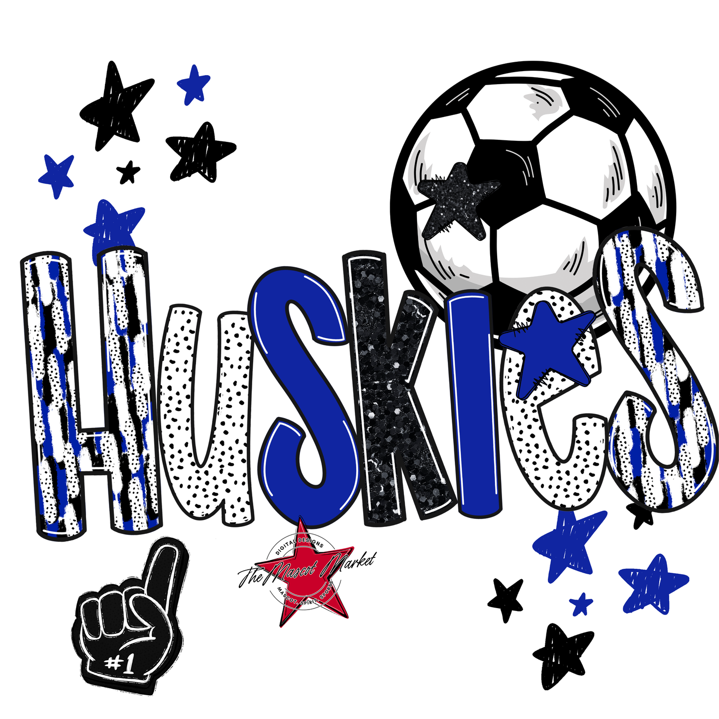 Huskies Soccer Scrape-Royal Blue