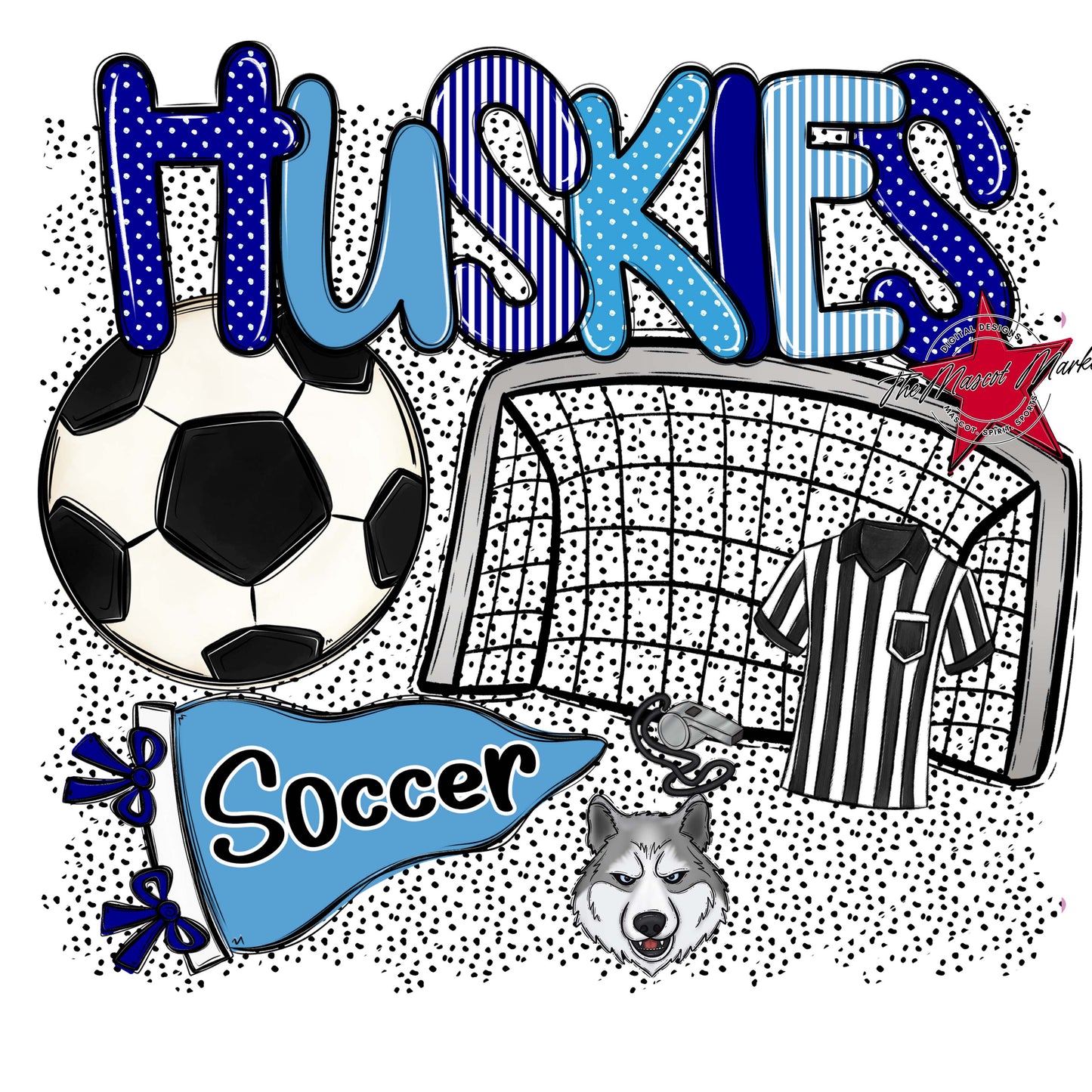Huskies Soccer Spirit-Blue & Carolina Blue