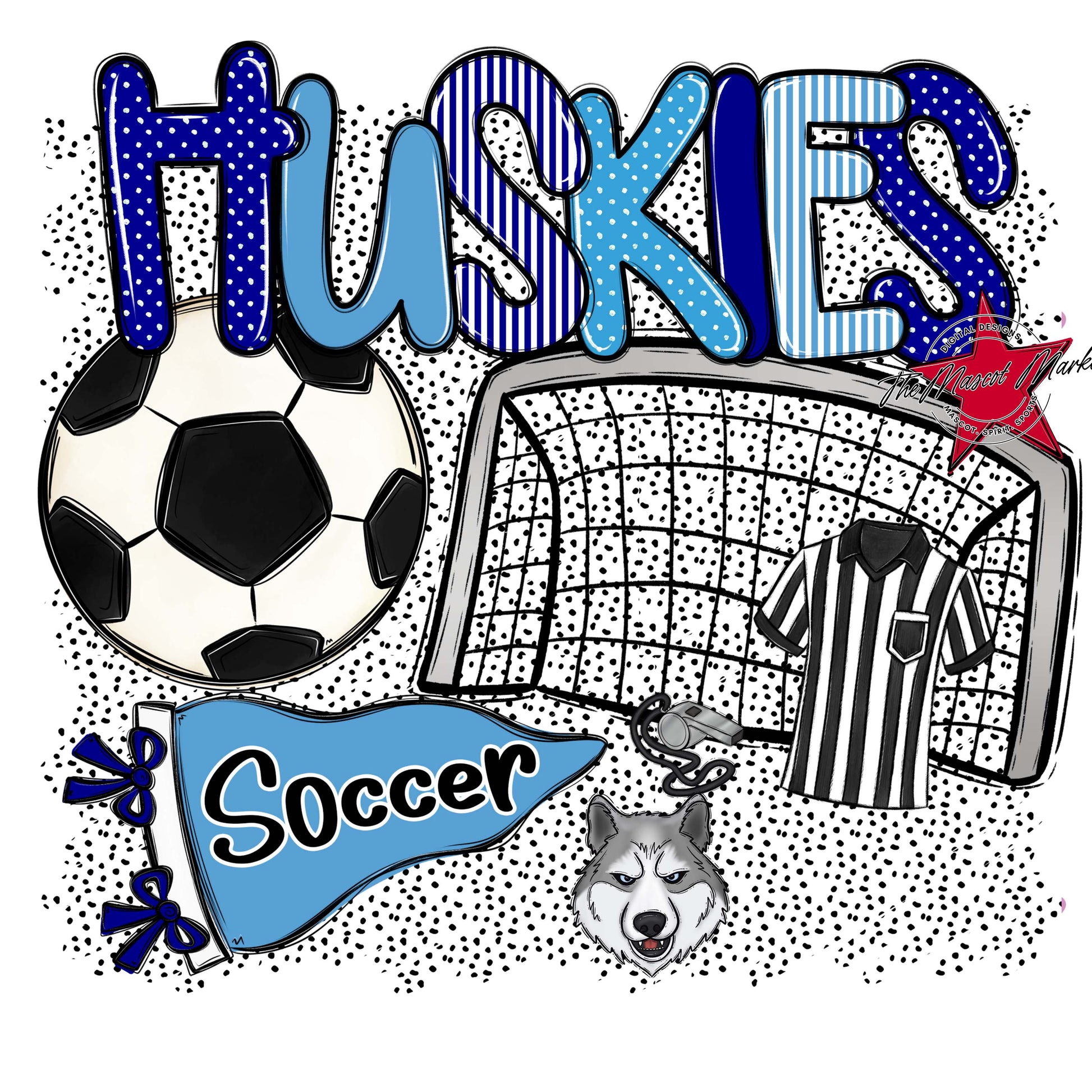 Huskies Soccer Spirit-Blue & Carolina Blue