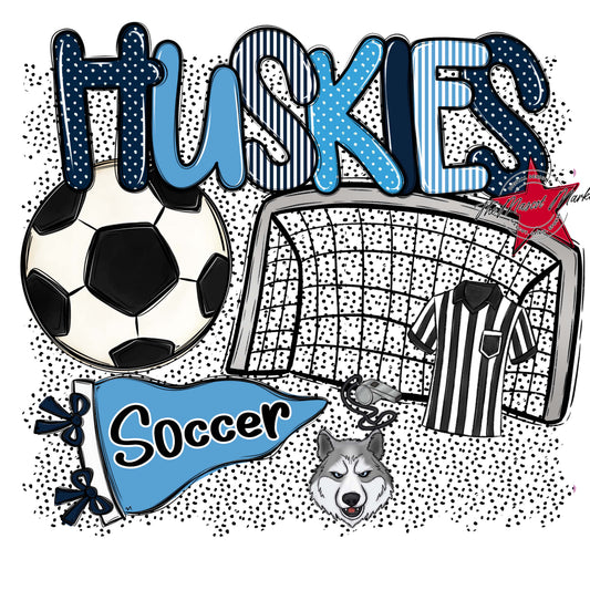 Huskies Soccer Spirit-Navy & Carolina Blue