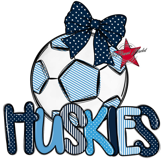 Huskies Soccer Spirit Design-Navy & Carolina Blue