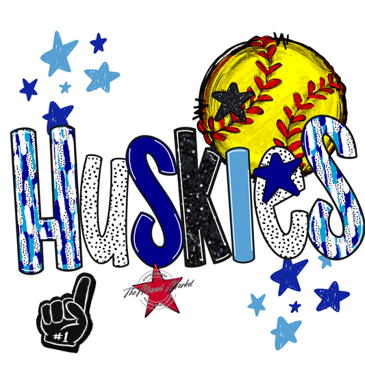 Huskies Softball Scrape-Blue-Carolina Blue