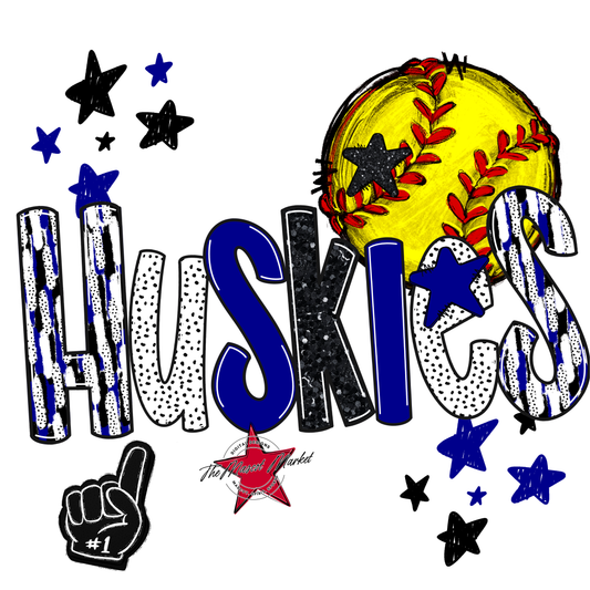 Huskies Softball Scrape-Blue