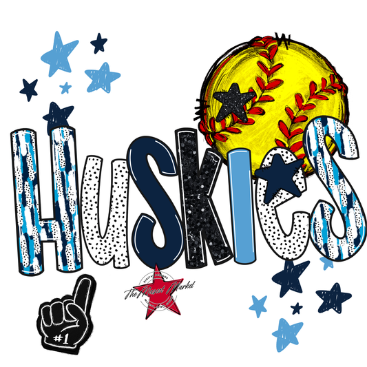 Huskies Softball Scrape-Navy-Carolina Blue