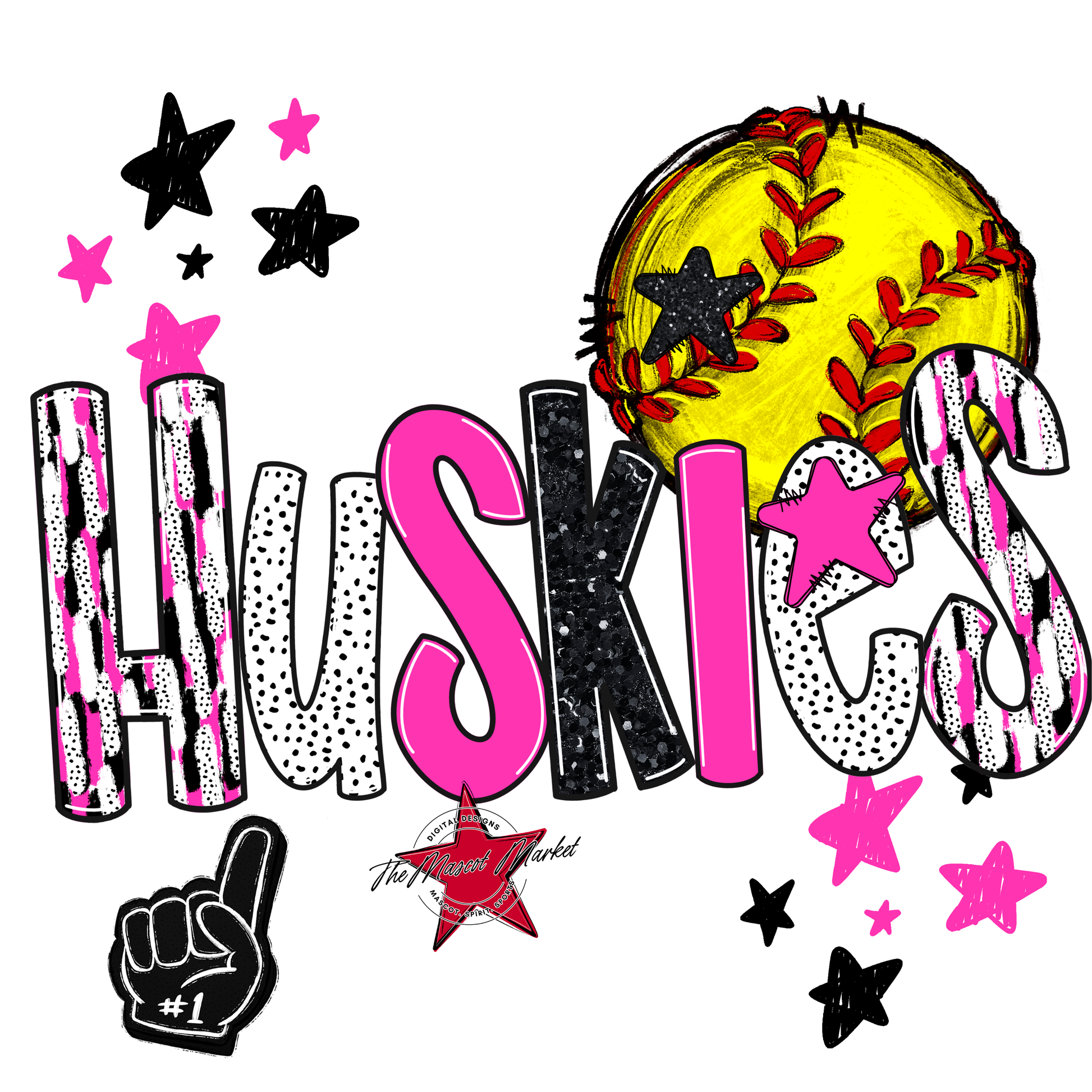 Huskies Softball Scrape-Pink
