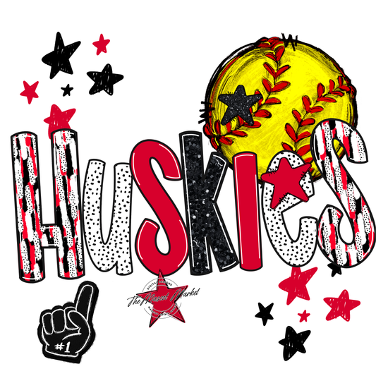 Huskies Softball Scrape-Red
