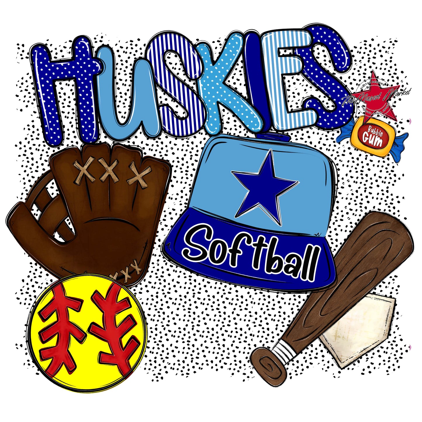 Huskies Softball Spirit-Blue & Carolina Blue