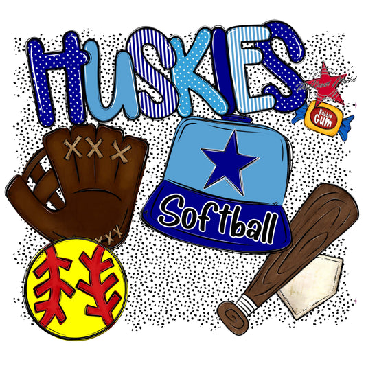 Huskies Softball Spirit-Blue & Carolina Blue