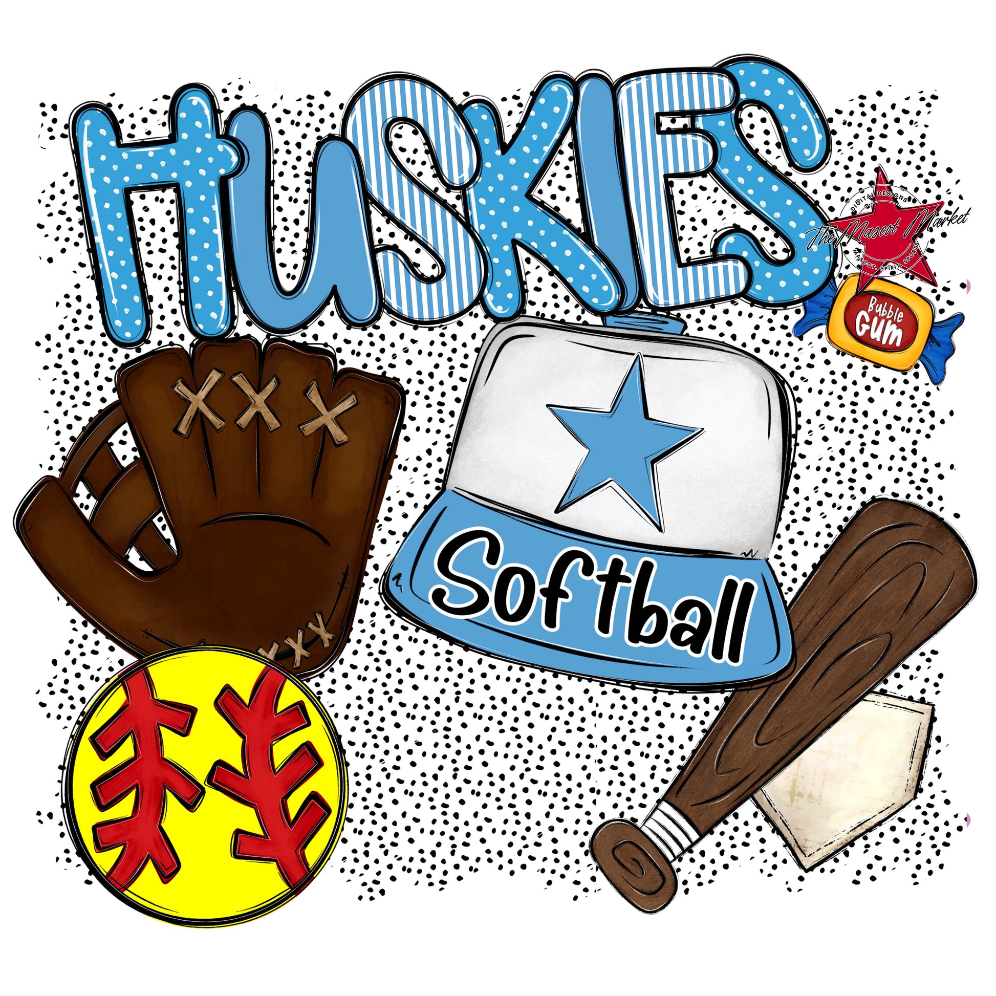Huskies Softball Spirit-Carolina Blue