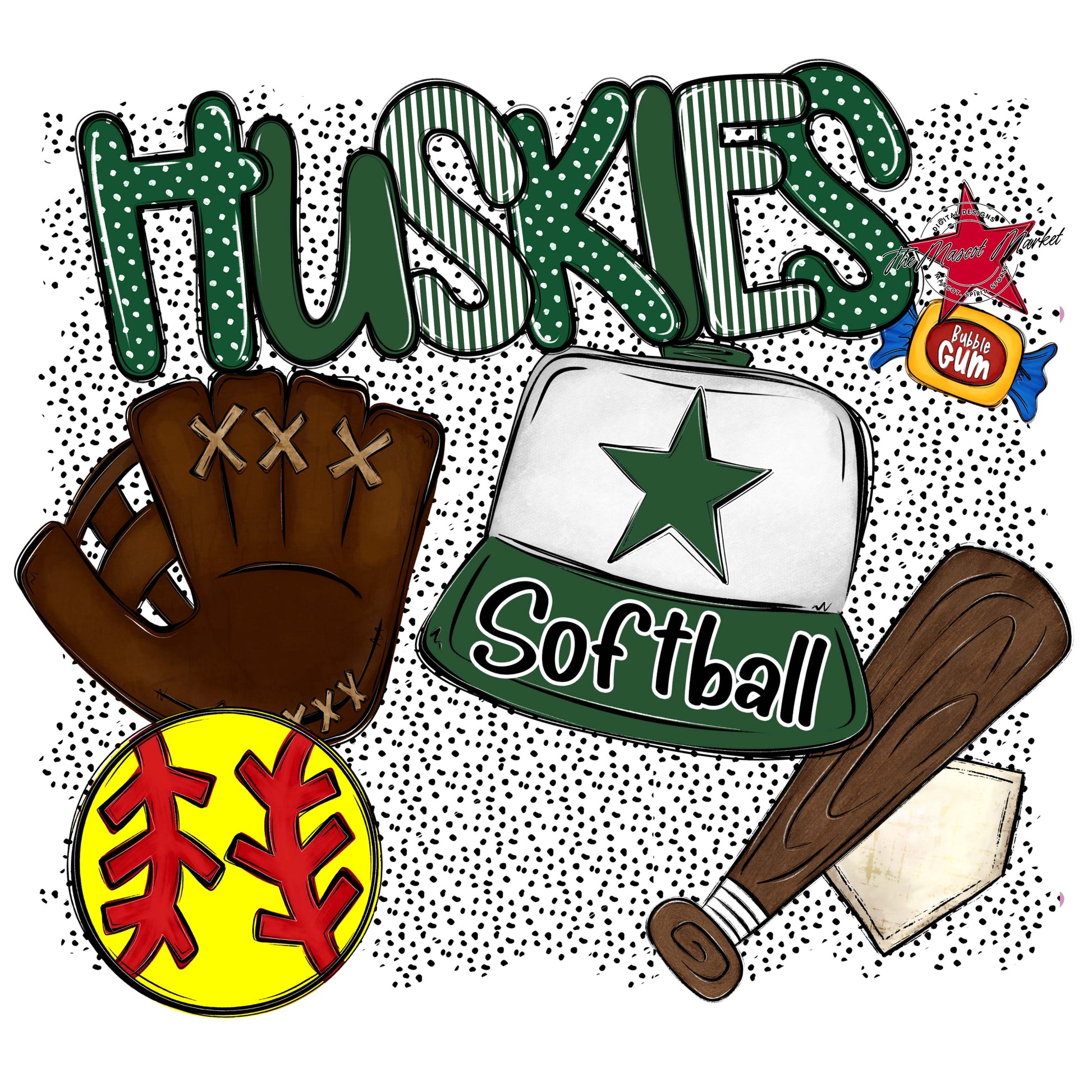 Huskies Softball Spirit-Green