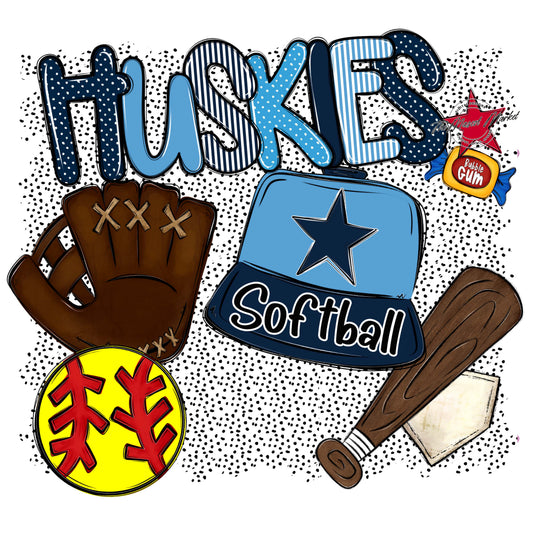 Huskies Softball Spirit-Navy & Carolina Blue