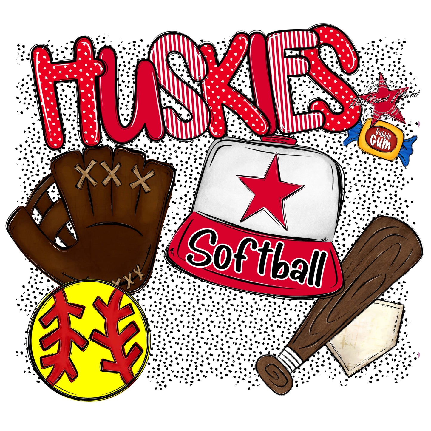 Huskies Softball Spirit-Red