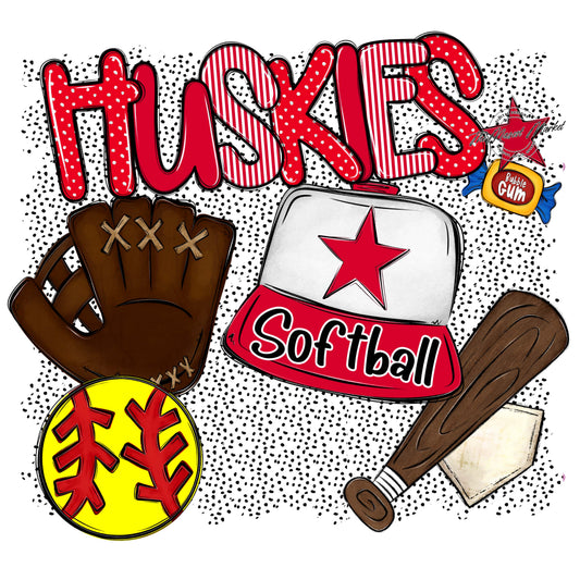 Huskies Softball Spirit-Red