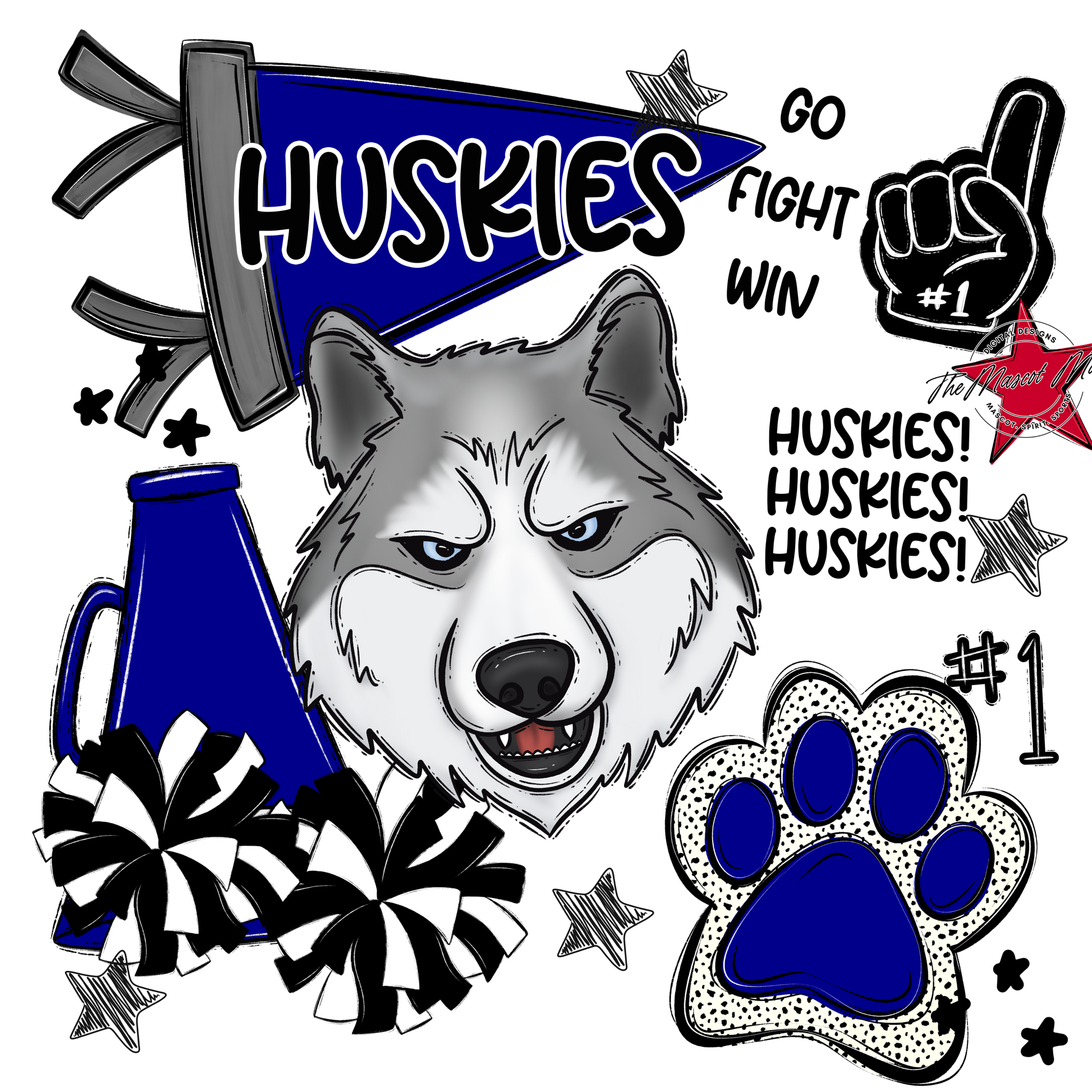 Huskies Spirit Design-Blue