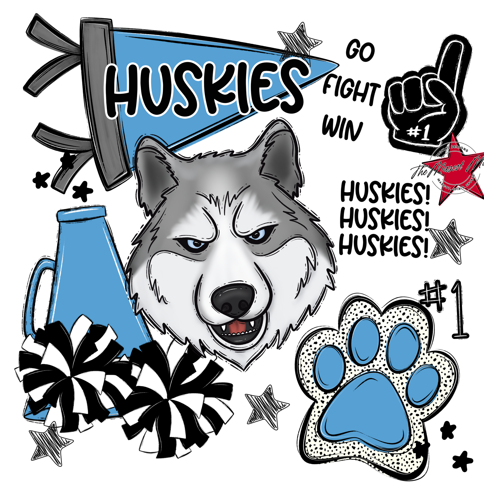Huskies Spirit Design-Carolina Blue