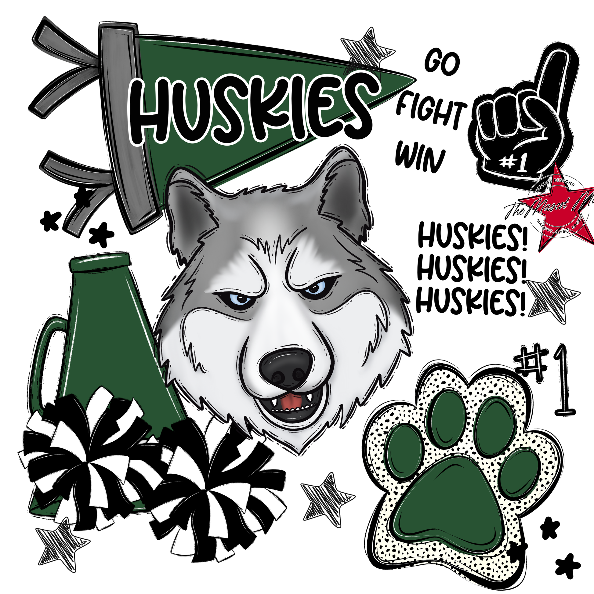 Huskies Spirit Design-Green