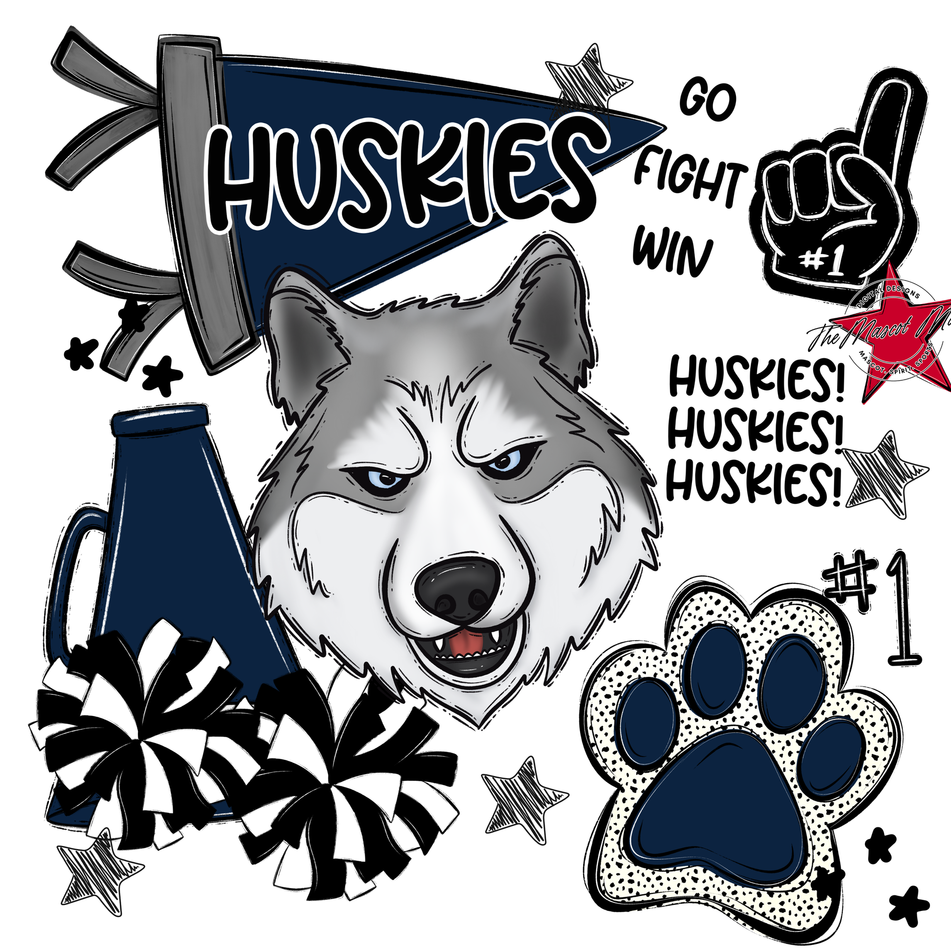 Huskies Spirit Design-Navy