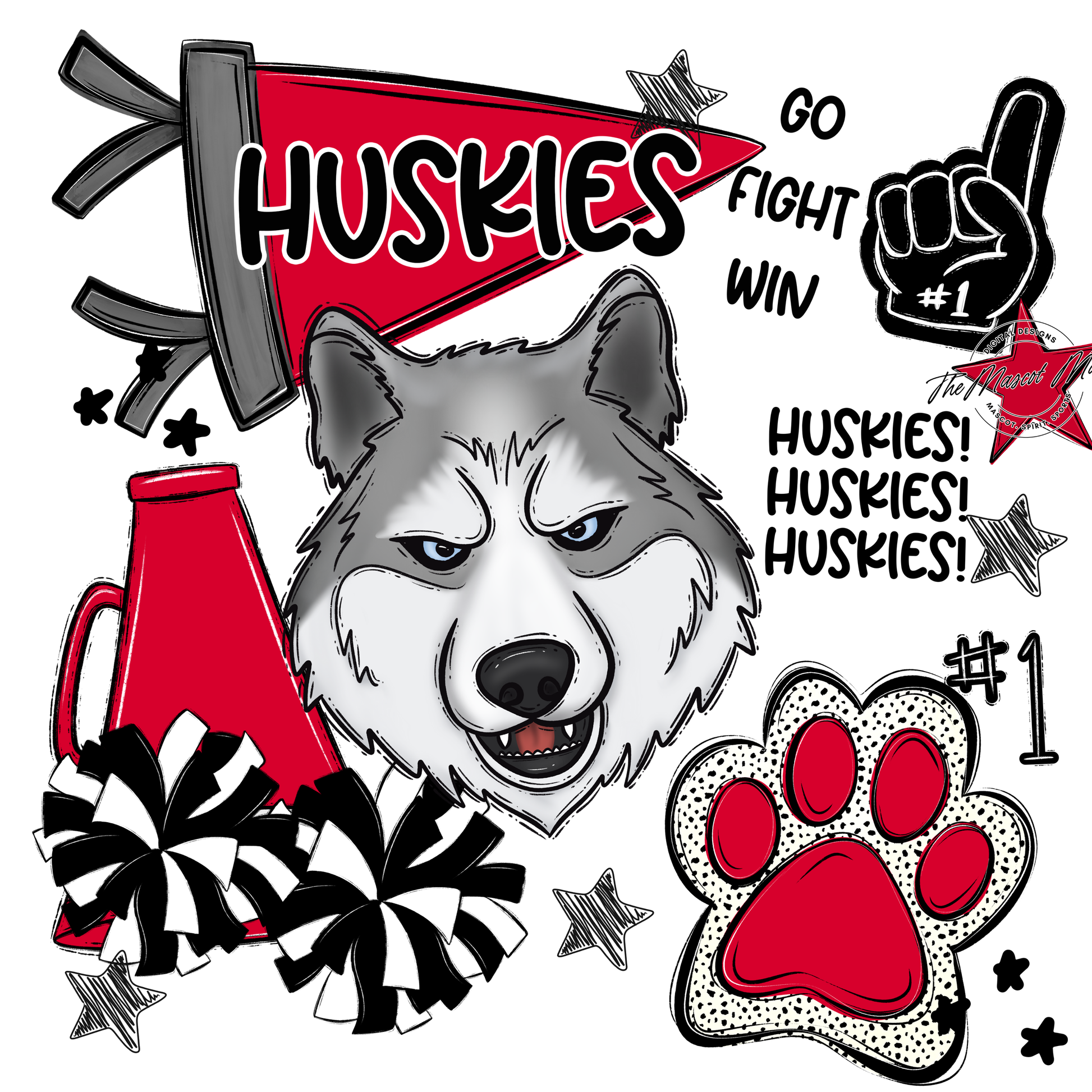 Huskies Spirit Design-Red
