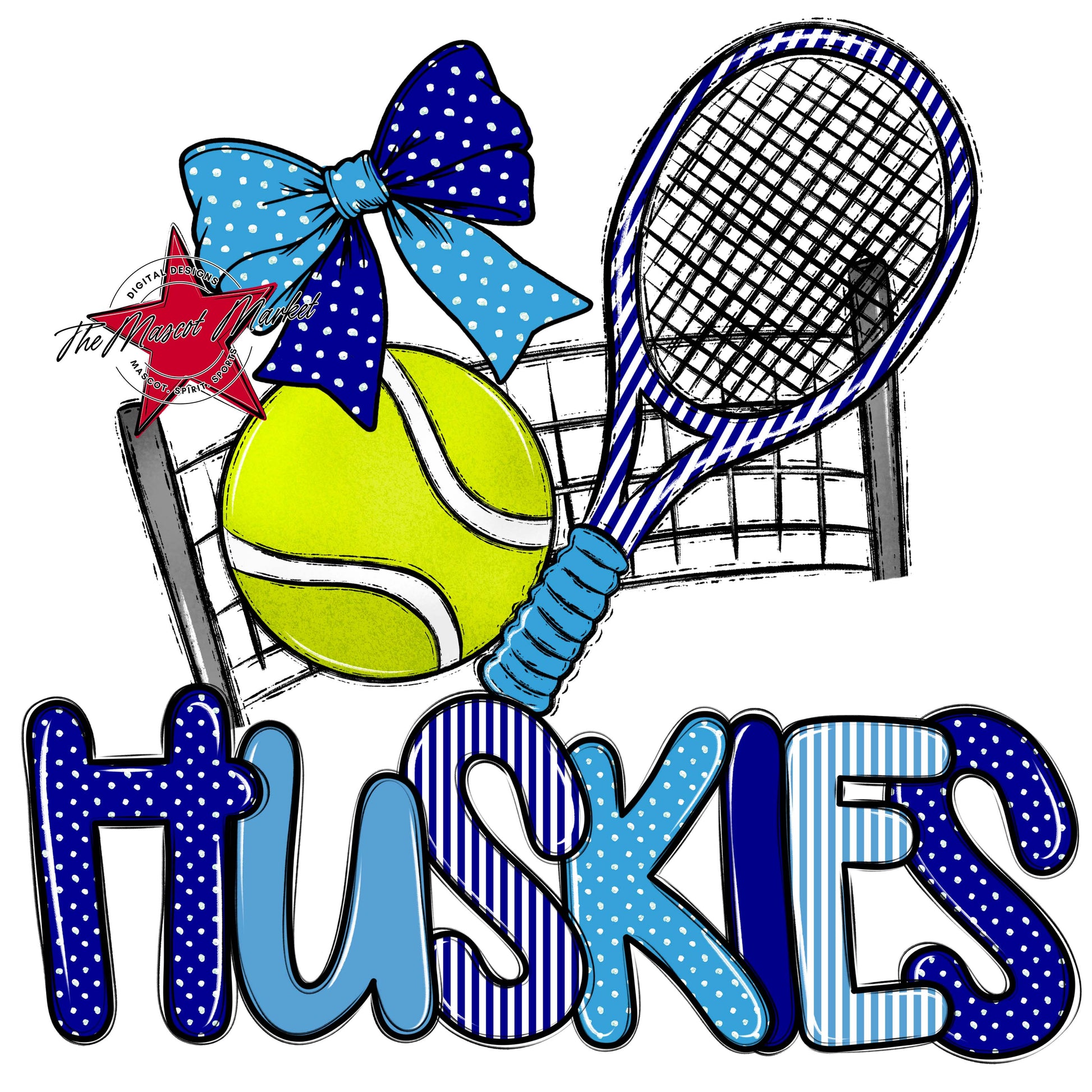 Huskies Tennis Spirit Design-Blue & Carolina Blue