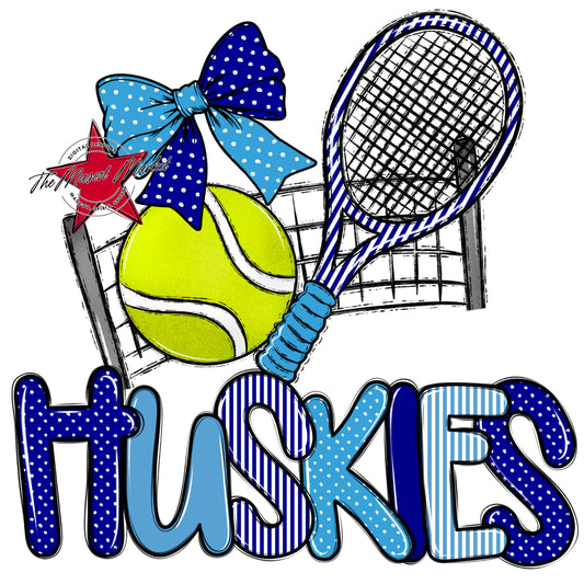 Huskies Tennis Spirit Design-Blue & Carolina Blue