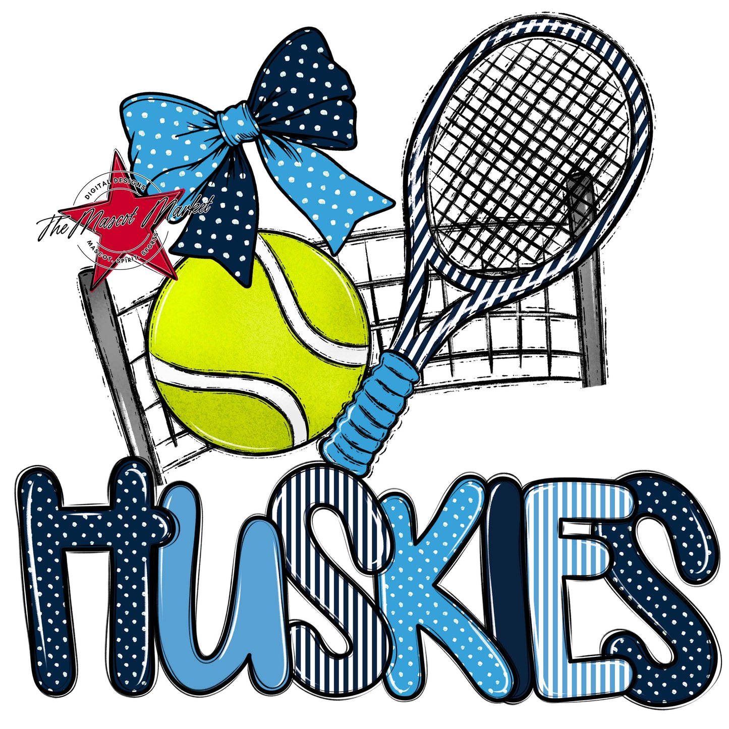 Huskies Tennis Spirit Design-Navy & Carolina Blue