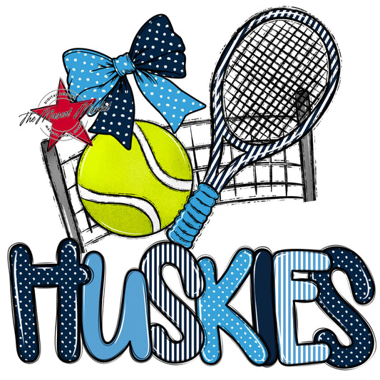 Huskies Tennis Spirit Design-Navy & Carolina Blue