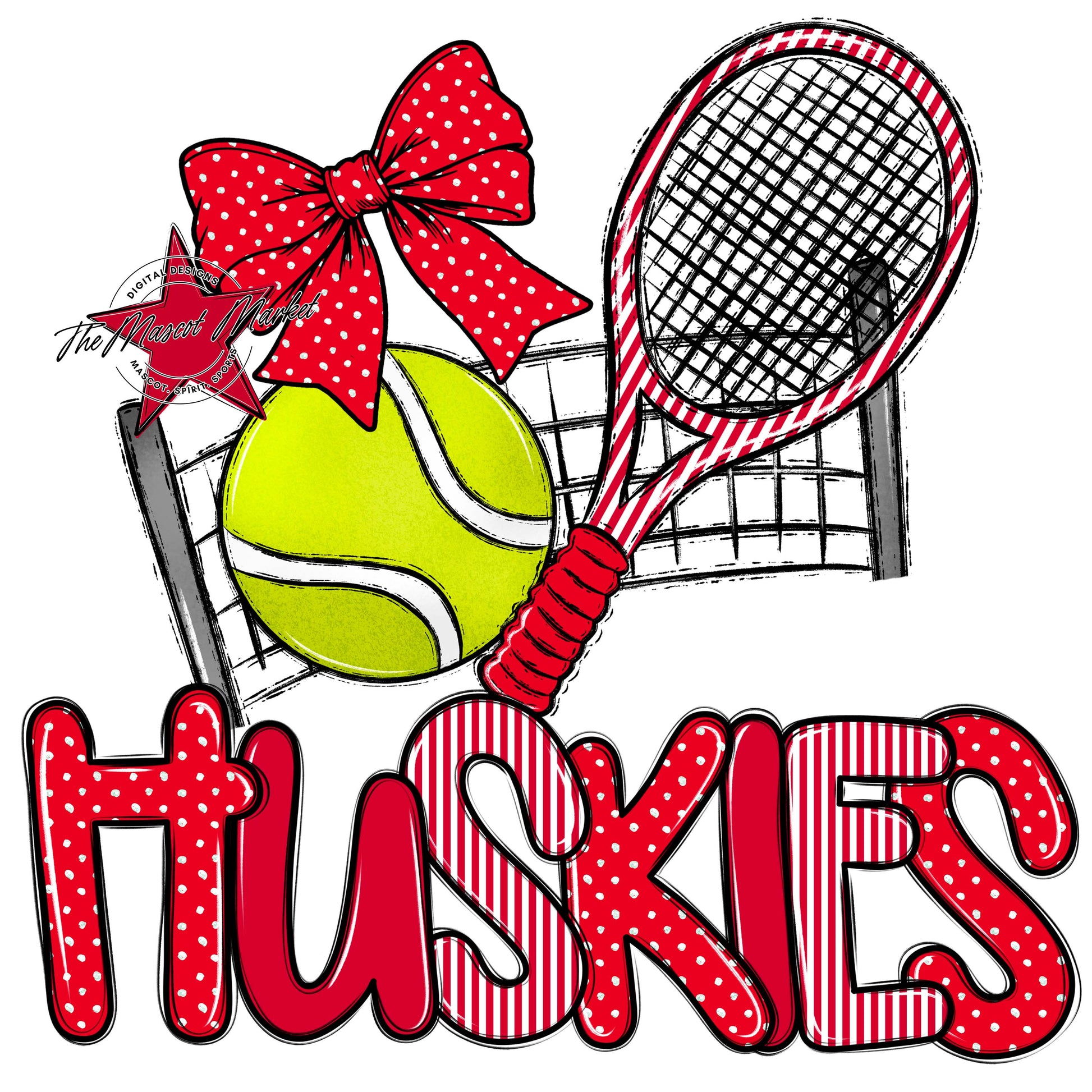 Huskies Tennis Spirit Design-Red