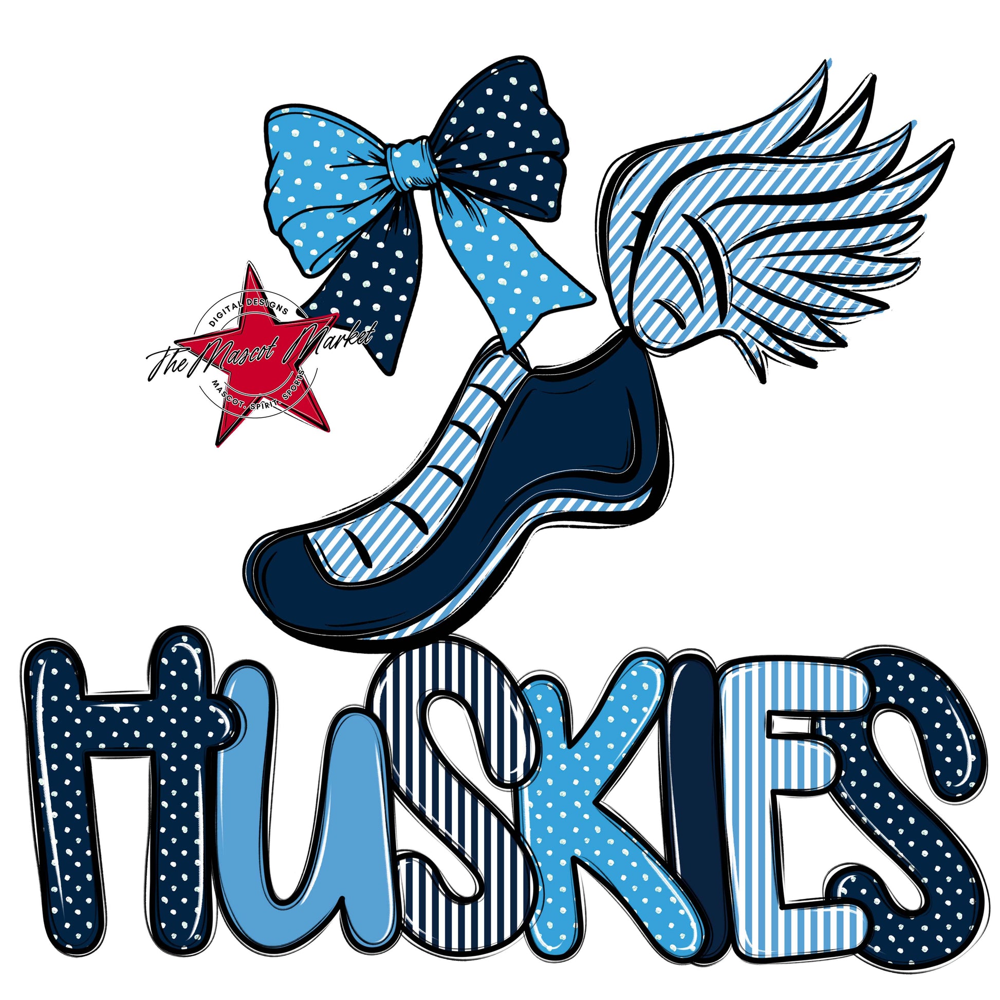 Huskies Track Spirit Design-Navy & Carolina Blue