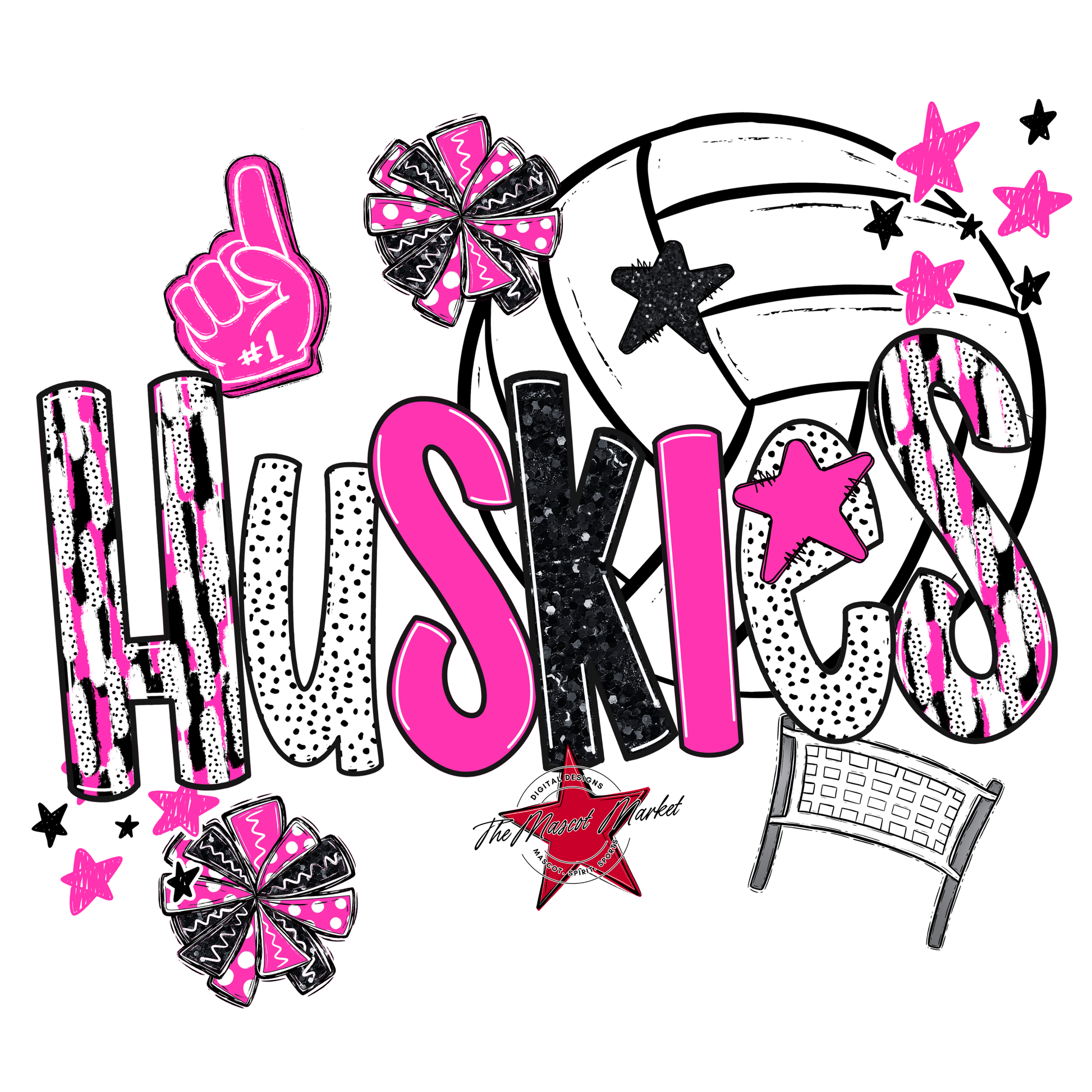 Huskies Volleyball Scrape-Pink