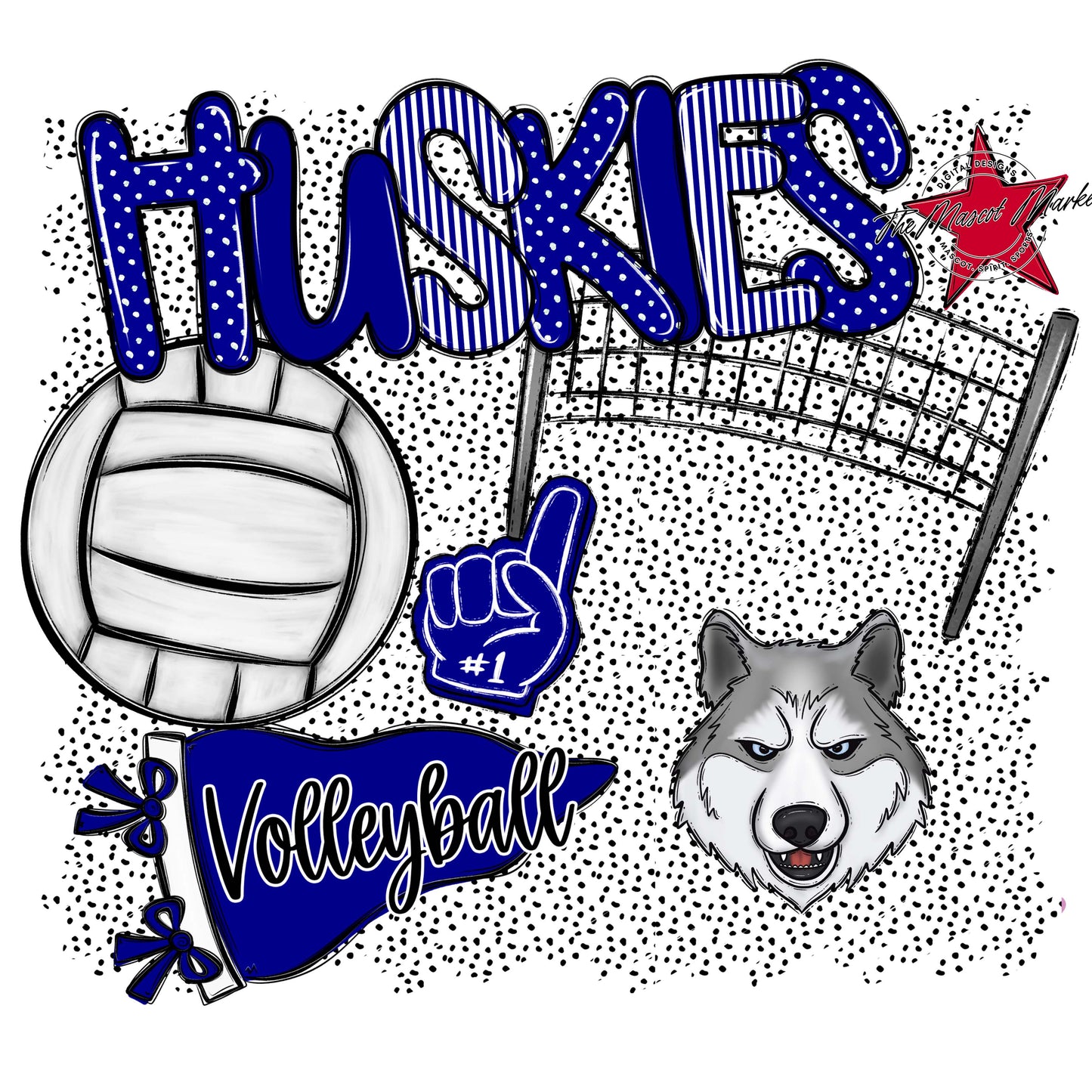 Huskies Volleyball Spirit-Blue