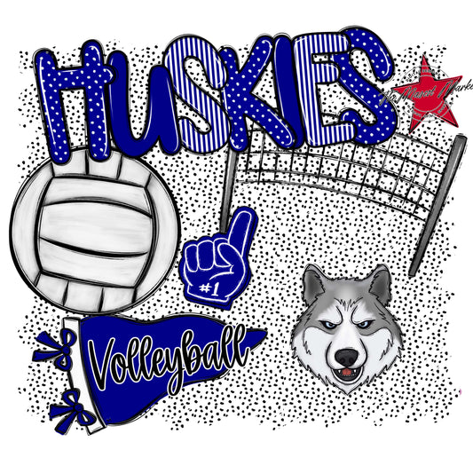 Huskies Volleyball Spirit-Blue