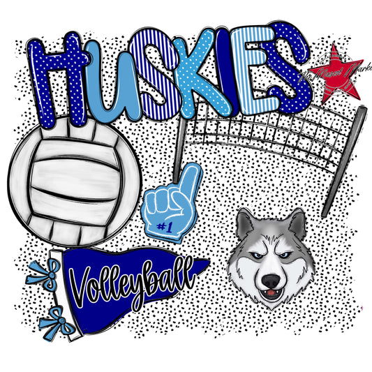 Huskies Volleyball Spirit-Blue & Carolina Blue