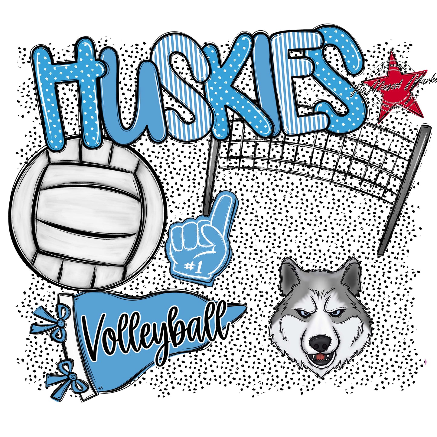 Huskies Volleyball Spirit-Carolina Blue