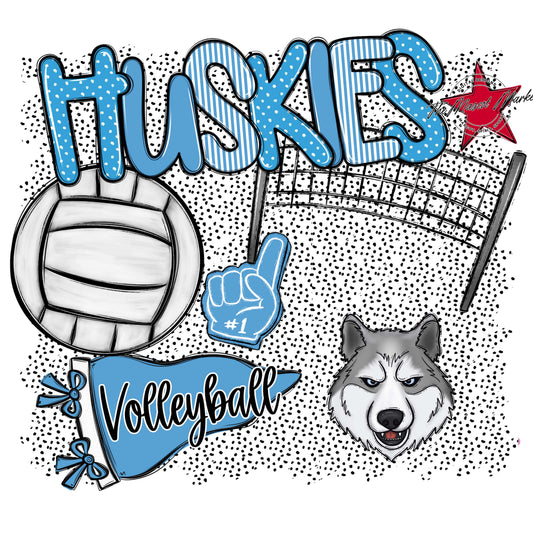 Huskies Volleyball Spirit-Carolina Blue