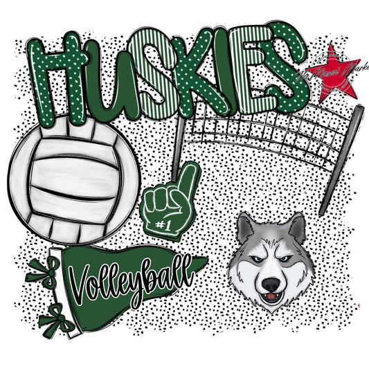Huskies Volleyball Spirit-Green
