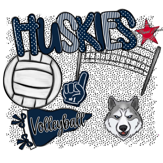 Huskies Volleyball Spirit-Navy