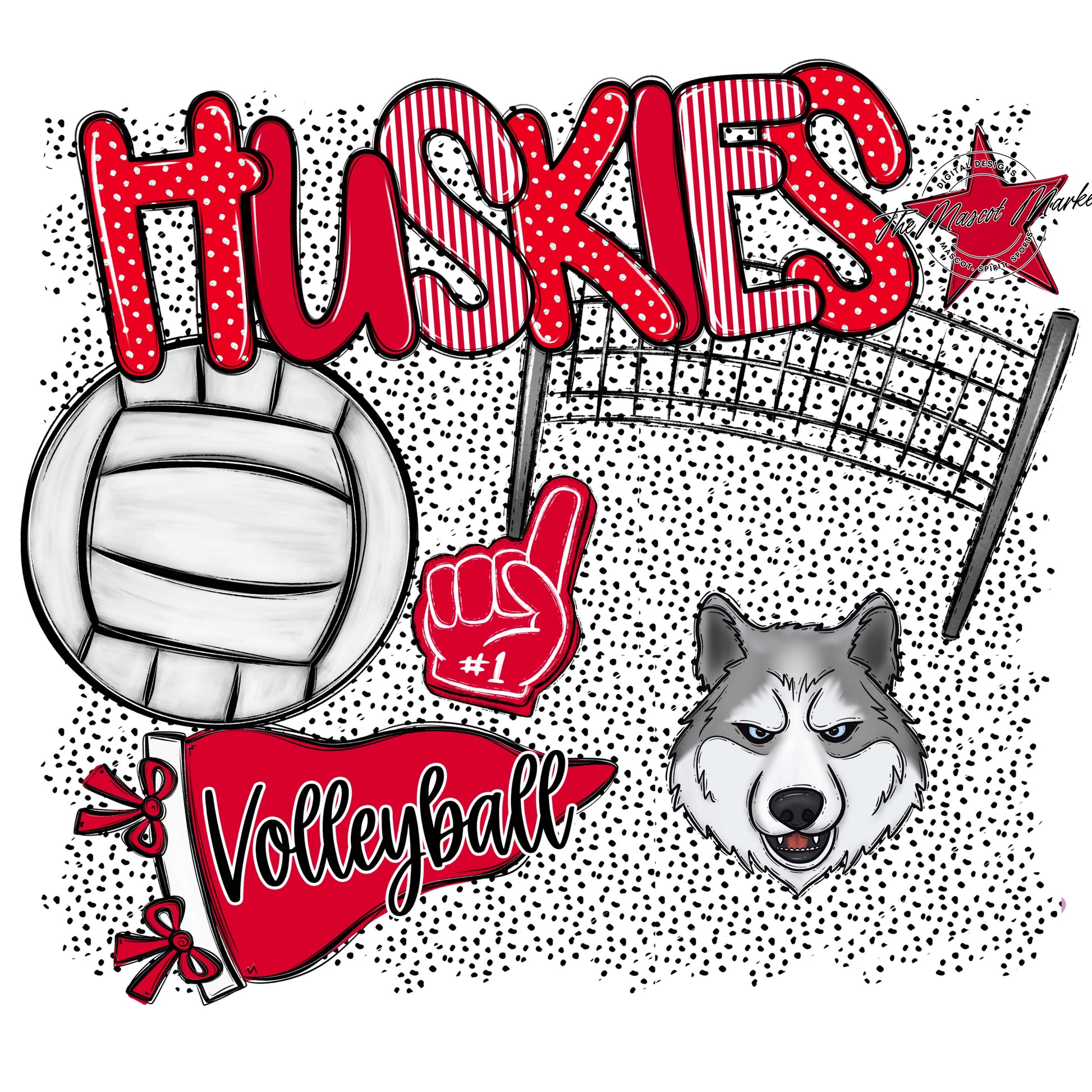 Huskies Volleyball Spirit-Red