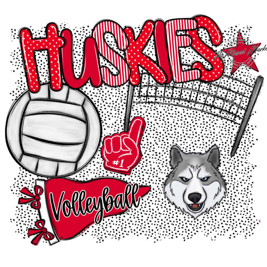 Huskies Volleyball Spirit-Red