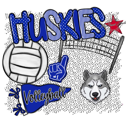 Huskies Volleyball Spirit-Royal Blue
