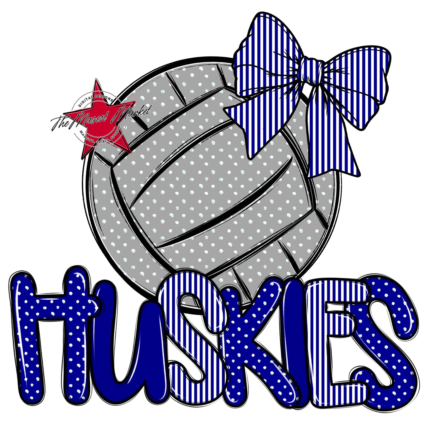 Huskies Volleyball Spirit Design-Blue