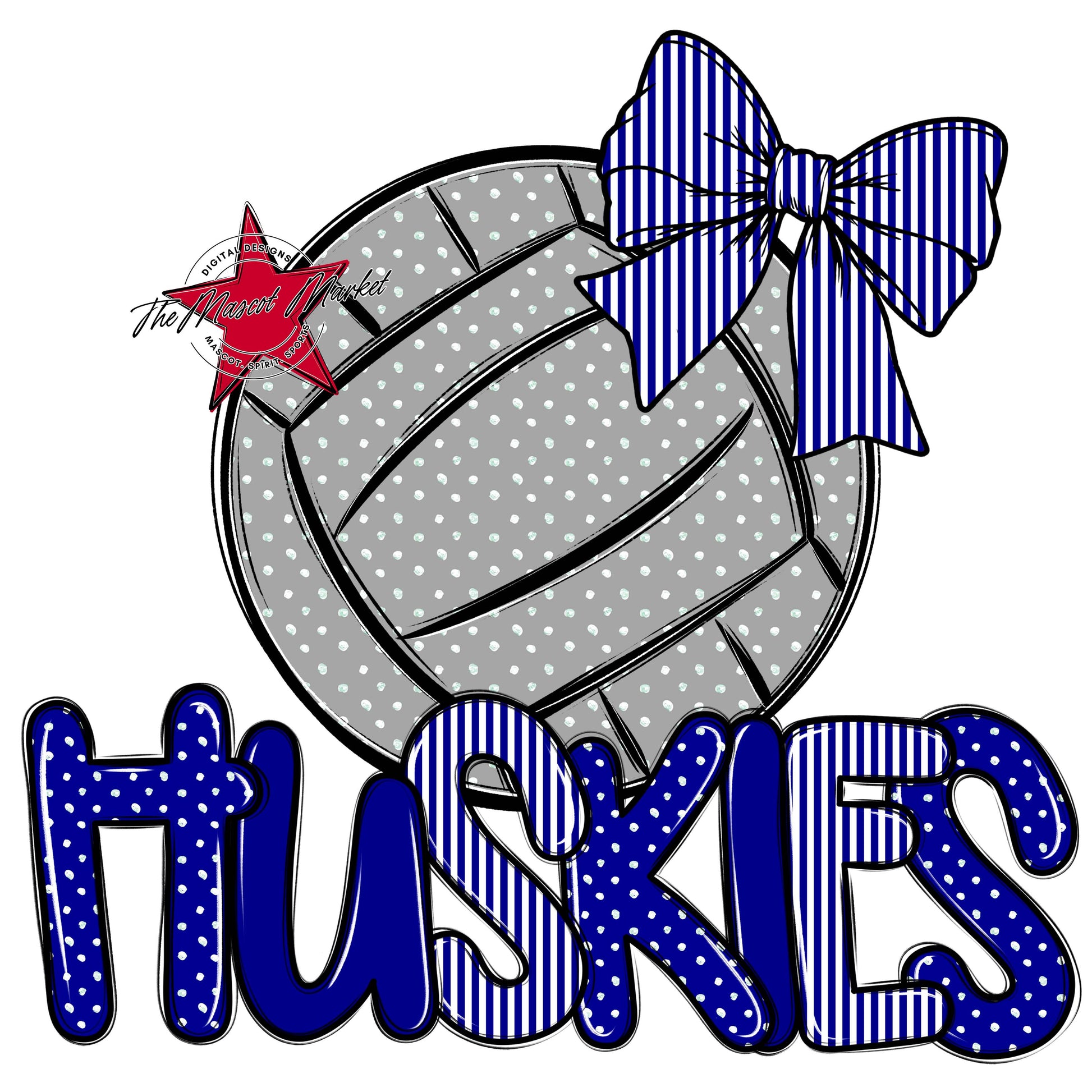 Huskies Volleyball Spirit Design-Blue