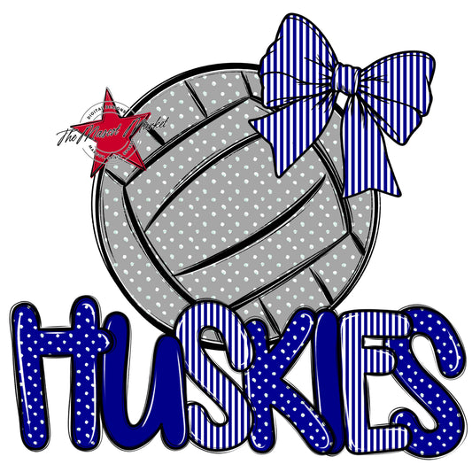 Huskies Volleyball Spirit Design-Blue