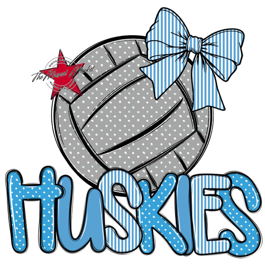 Huskies Volleyball Spirit Design-Carolina Blue