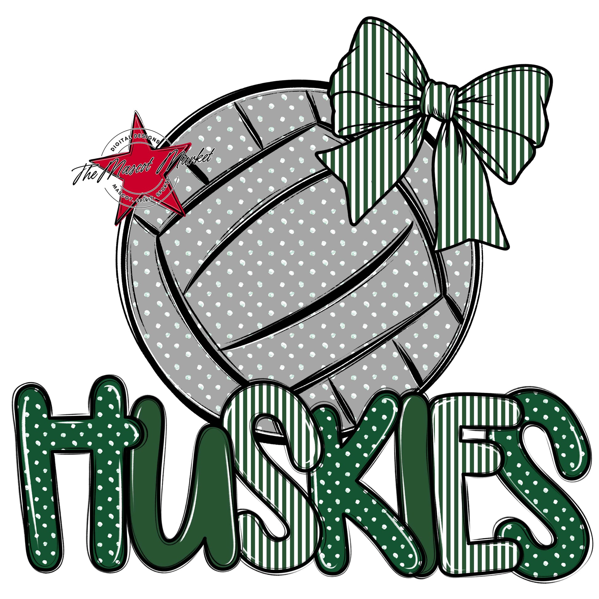 Huskies Volleyball Spirit Design-Green