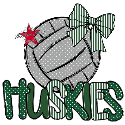 Huskies Volleyball Spirit Design-Green