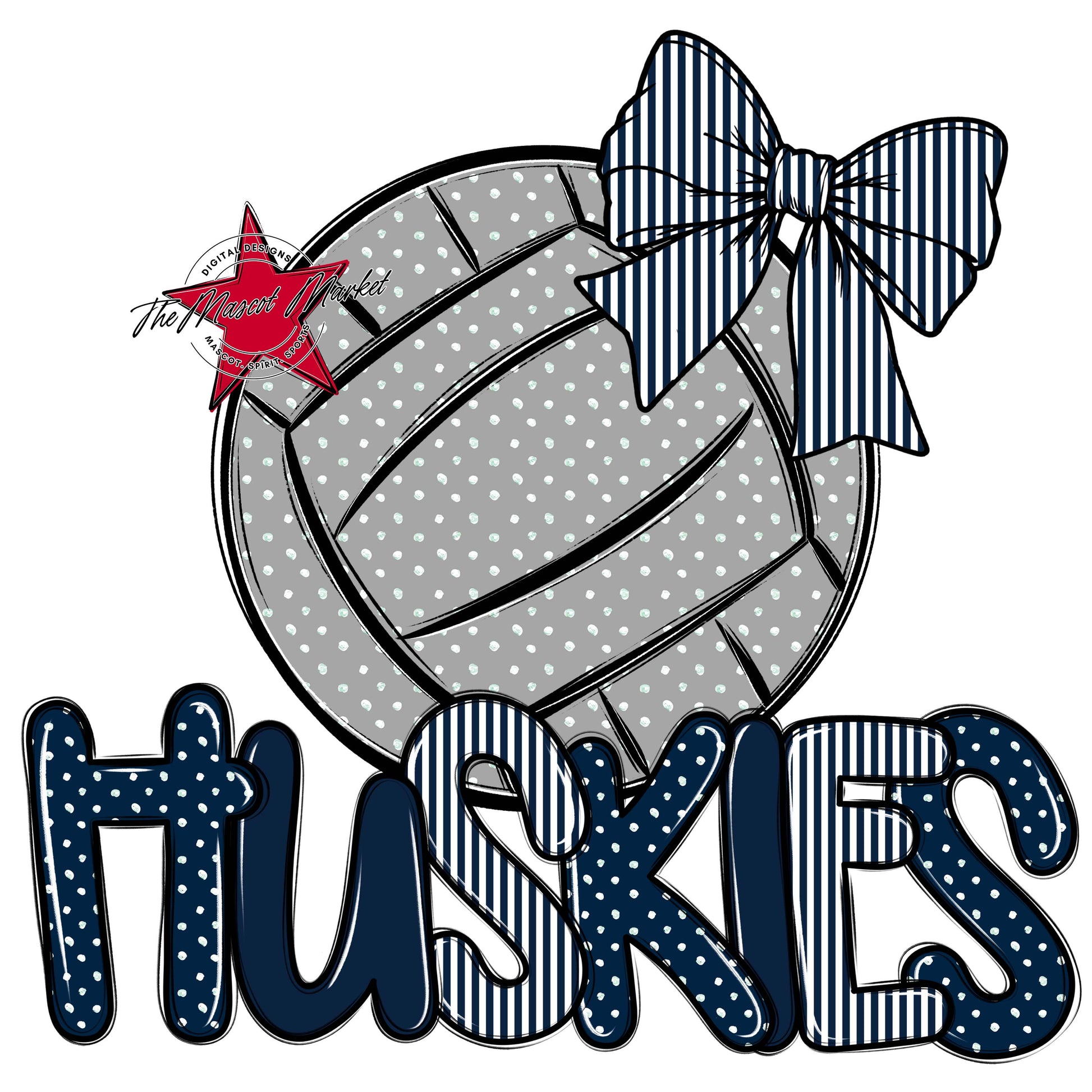 Huskies Volleyball Spirit Design-Navy