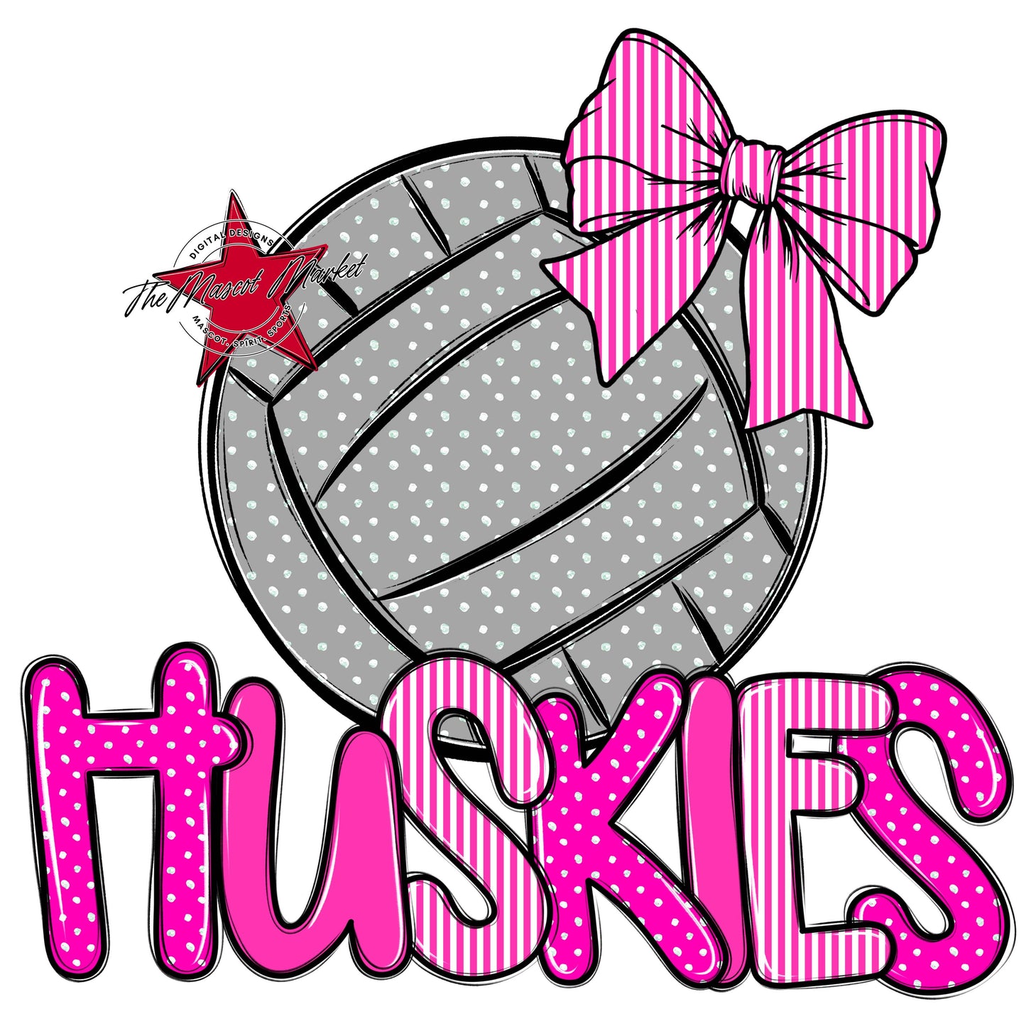 Huskies Volleyball Spirit Design-Pink